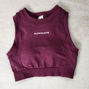Alphalete Ozone Crop Bra in a Burgundy/Merlot color